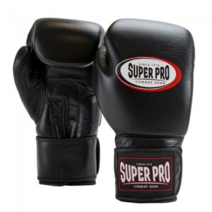 Gants de boxe cuir SUPER PRO Combat gear noir