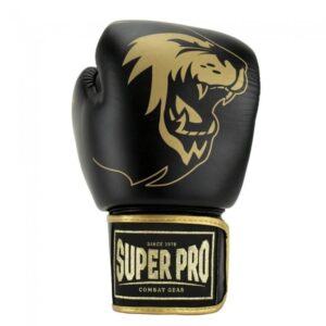 Gants de boxe cuir SUPER PRO Warrior noir/or